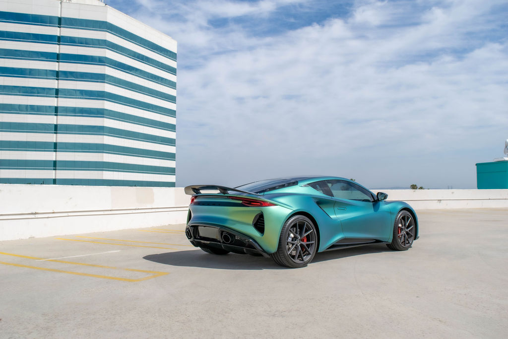 Lotus Emira rental, a rear-wheel drive sports car with a 180 mph top speed