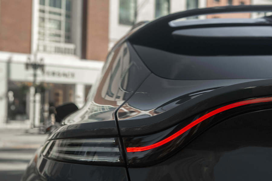 Taillight on the grey Aston Martin DBX rental