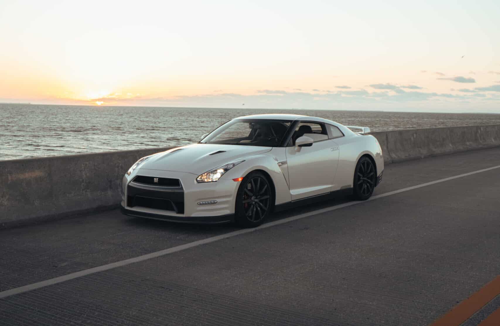 White Nissan GT-R rental in Southern California, Black interior