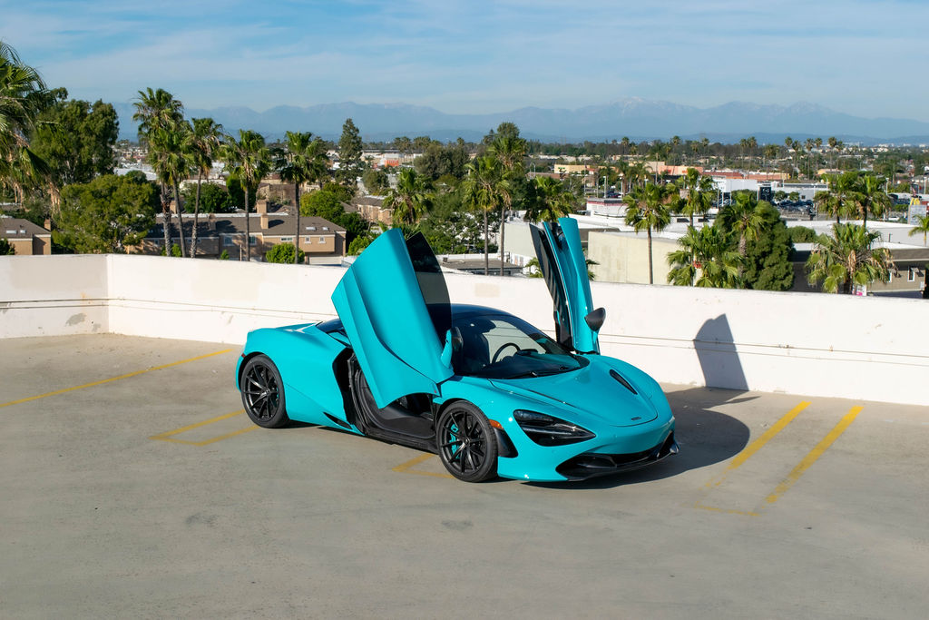 Turquoise McLaren 720S MSO, Hypercar rental in Orange County