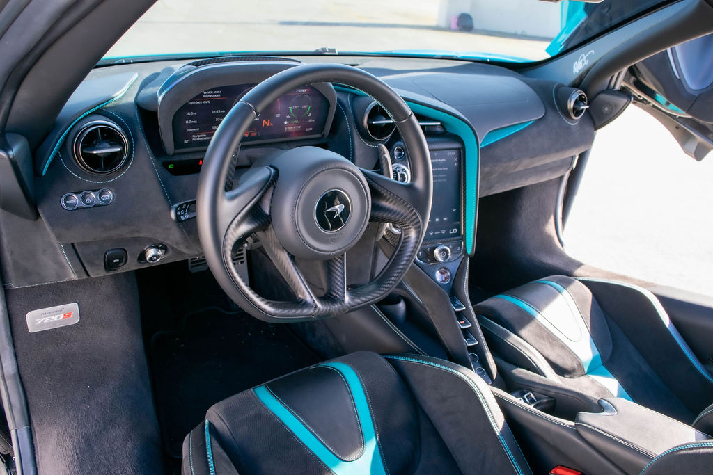 Turquoise McLaren 720S MSO, RWD rental in Orange County