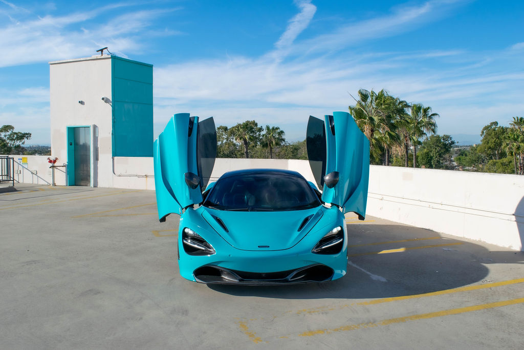 Turquoise McLaren 720S MSO, Black interior, Orange County rental
