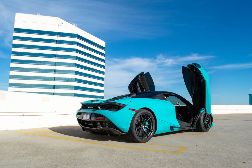 Turquoise McLaren 720S MSO, Black interior, RWD