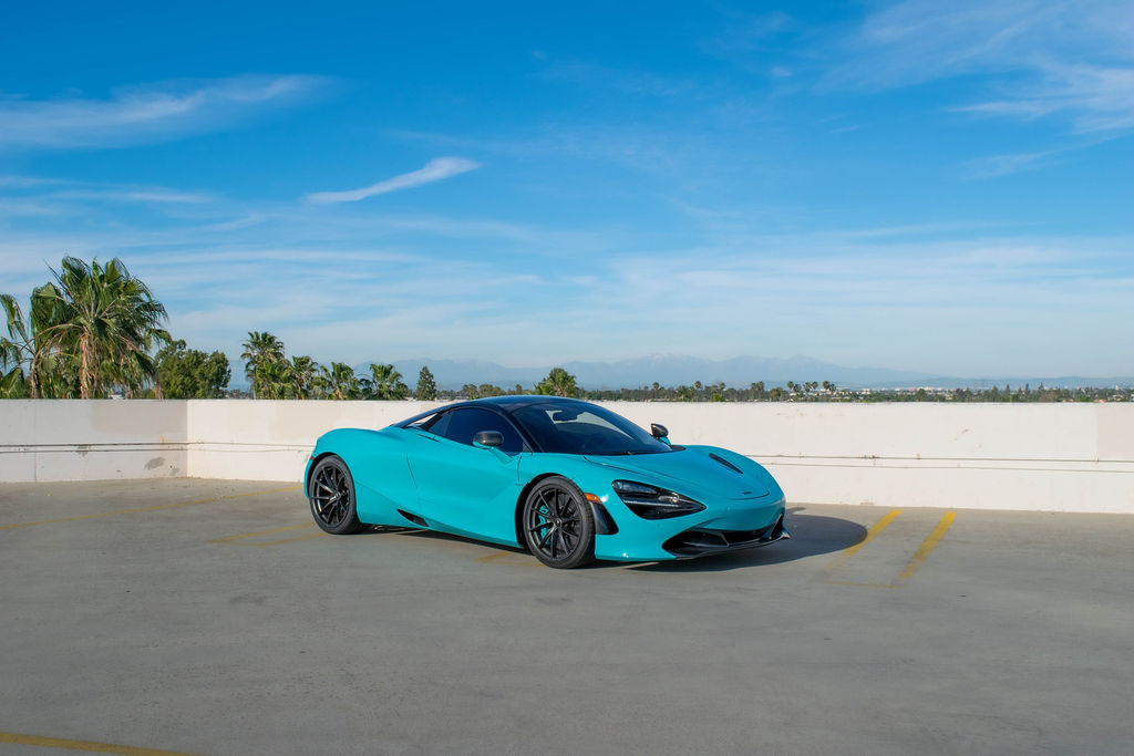 Turquoise McLaren 720S MSO, 2 seat rental in Orange County