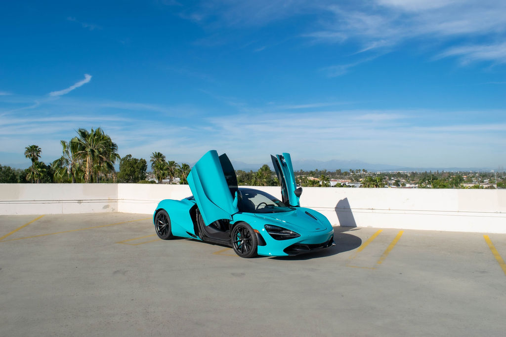 Turquoise McLaren 720S MSO, 2 seat Hypercar rental