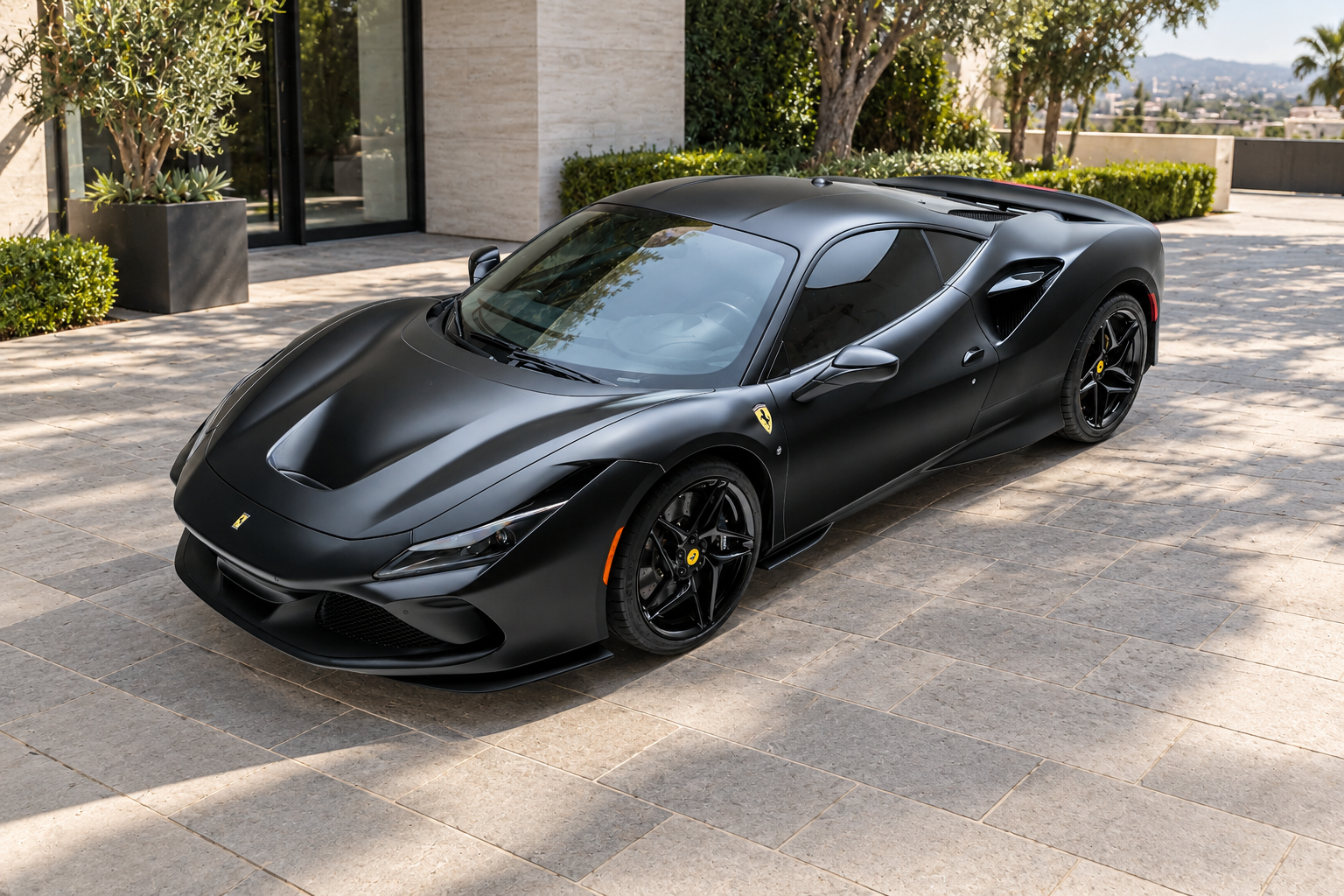 Black Ferrari F8 Tributo front view
