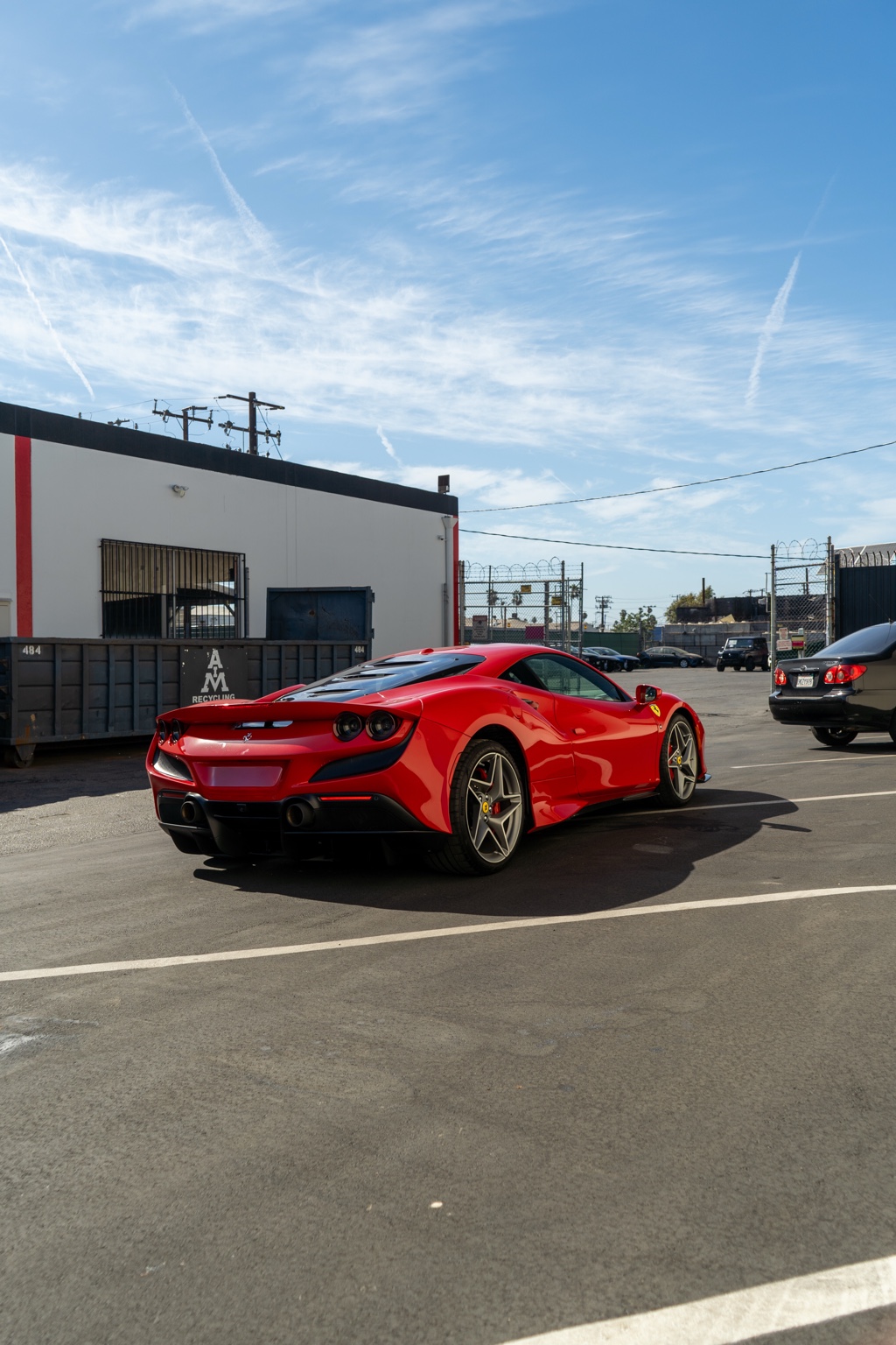 Red Ferrari F8 Tributo RWD supercar with Black and Red interior
