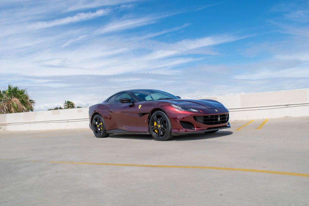 Burgundy Ferrari Portofino Spider 2 door supercar