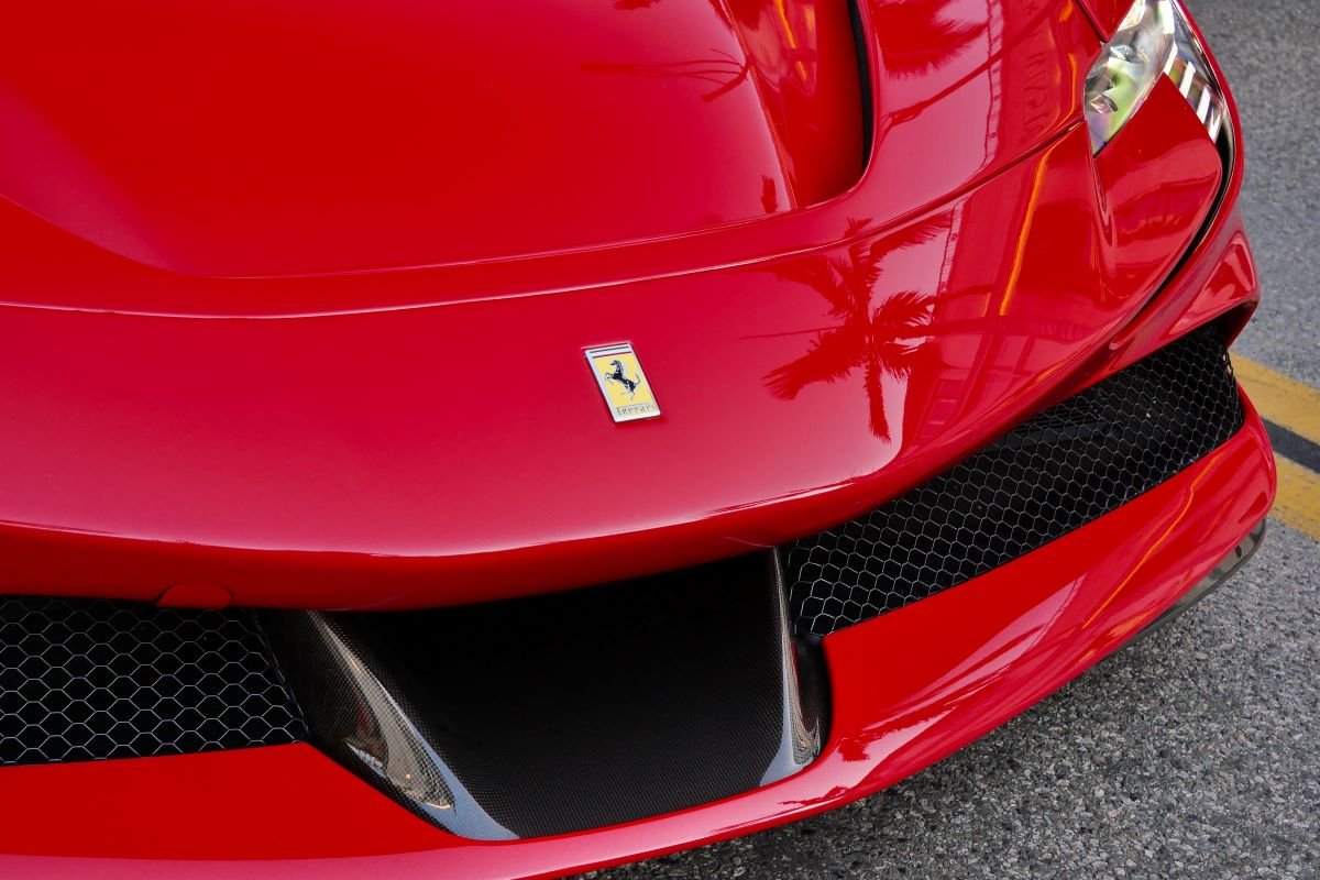 Red Ferrari SF90 Stradale front detail