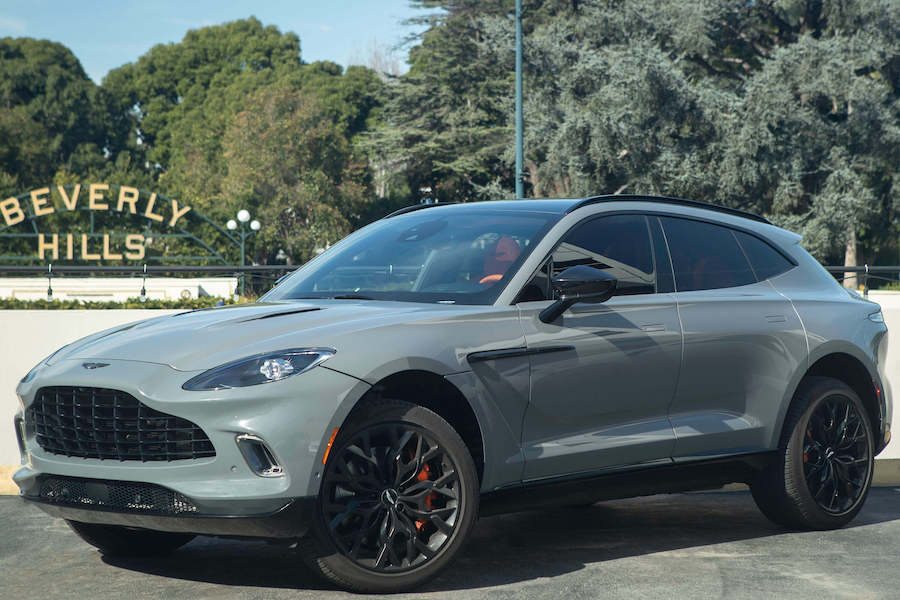 Grey Aston Martin DBX front, AWD luxury SUV