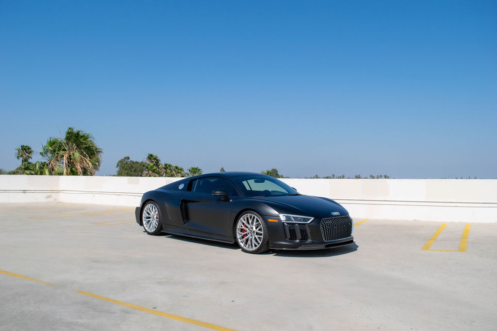 Black Audi R8 V10 Coupe for rent in Orange County