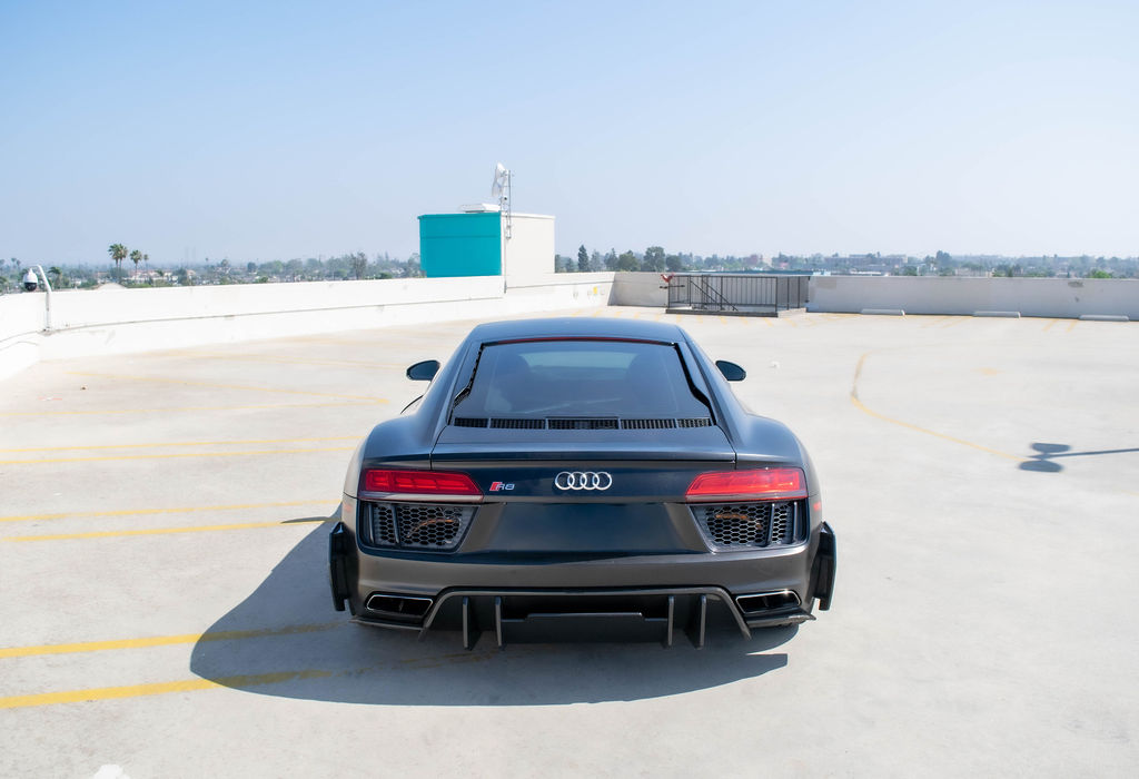Black Audi R8 V10 Coupe supercar, Black cabin, delivered in Orange County