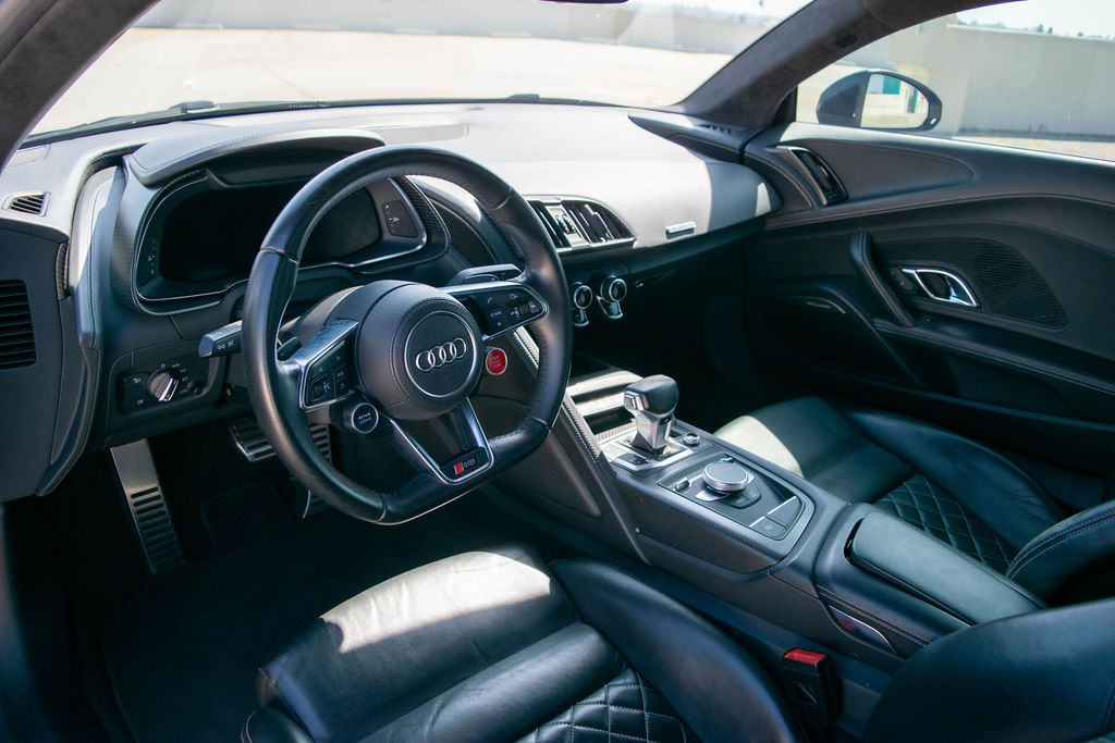 Audi R8 V10 Coupe finished in Black, Black interior, rent in Orange County