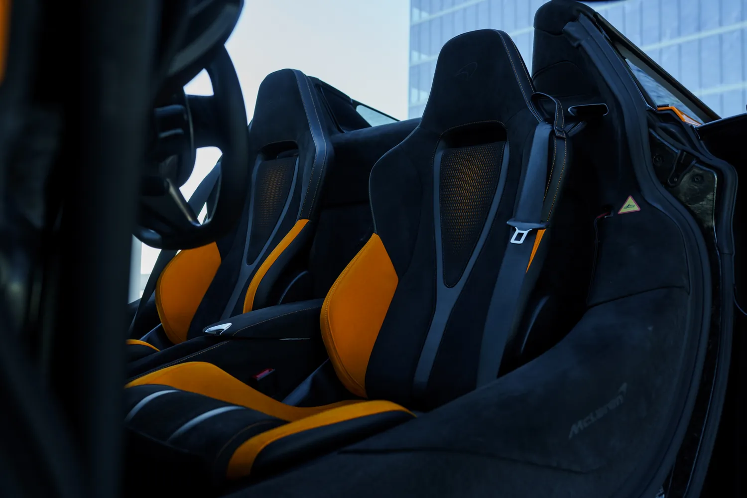 Orange McLaren 750S Spider, 2 doors, Black and Orange interior