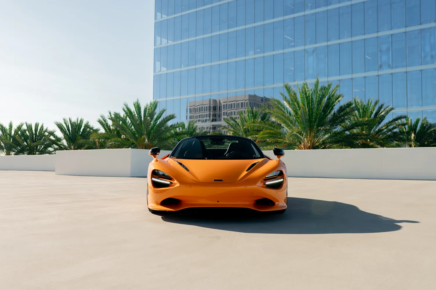 Orange McLaren 750S Spider, RWD 2 seat rental