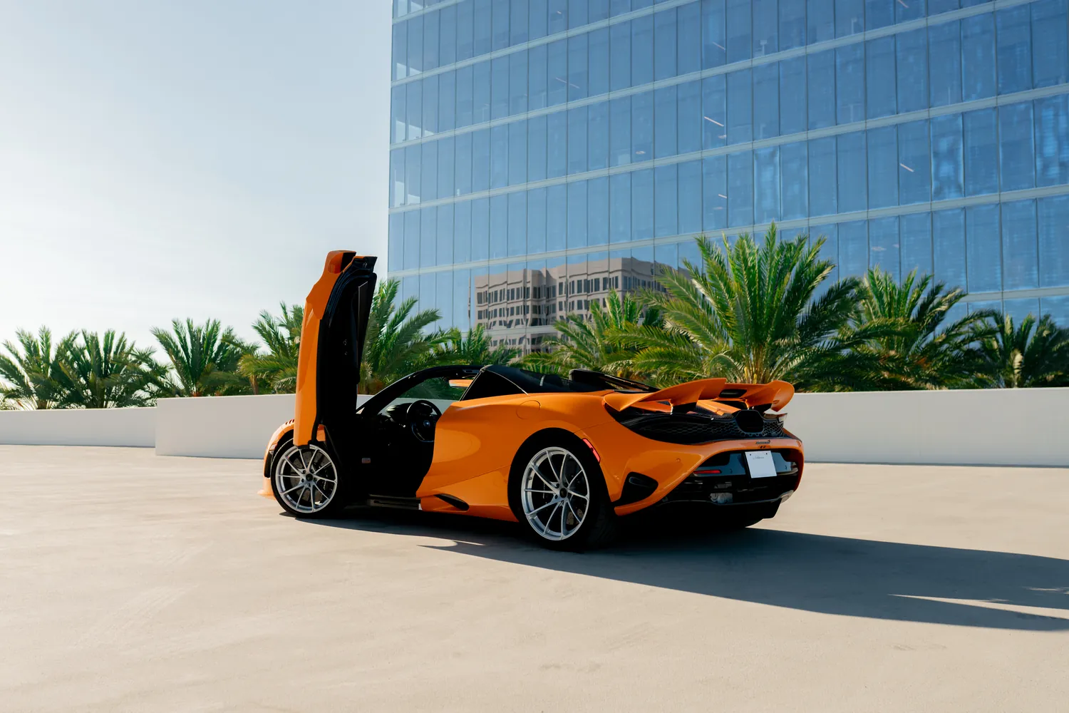 Orange McLaren 750S Spider, available in Southern California