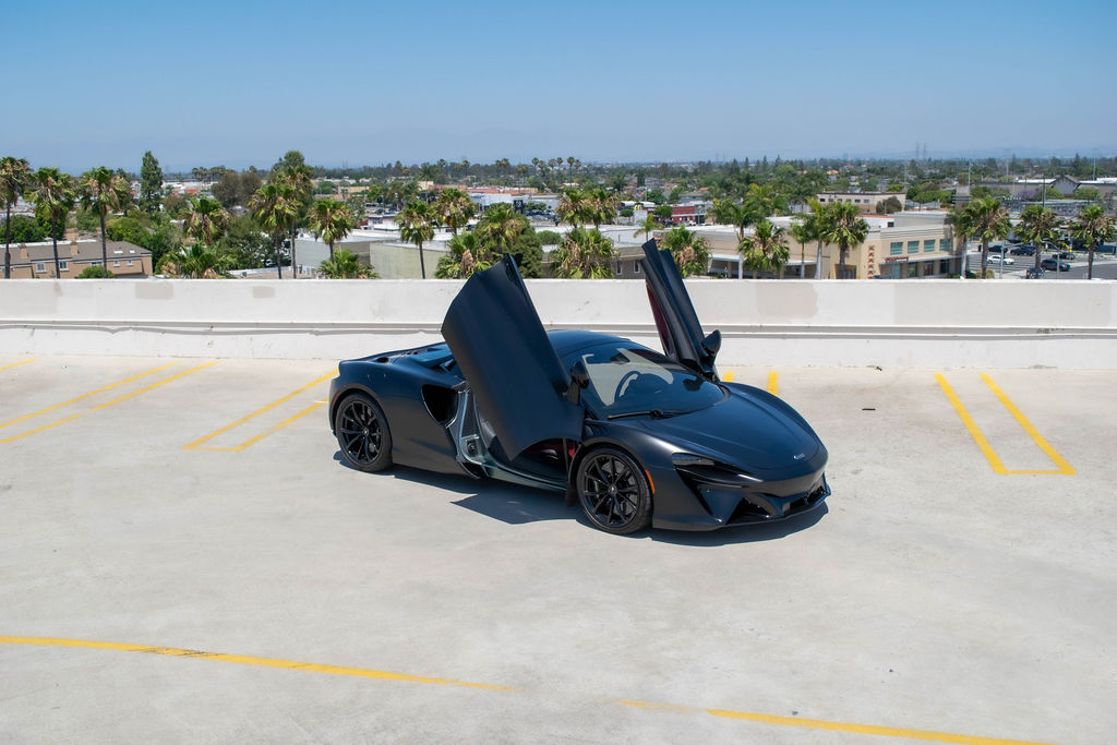 Satin Black McLaren Artura Spider, rental in Orange County