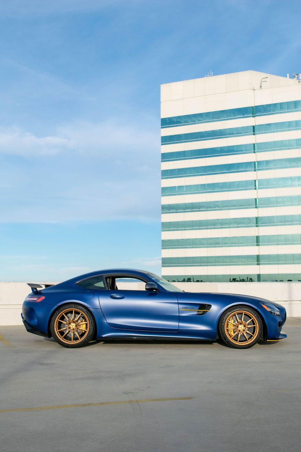 Blue Mercedes-Benz AMG GT R, Supercar rental, Black interior