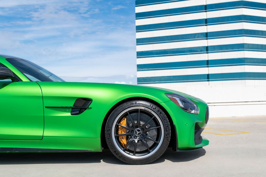 Green Mercedes-Benz AMG GT R, Orange County exotic rental