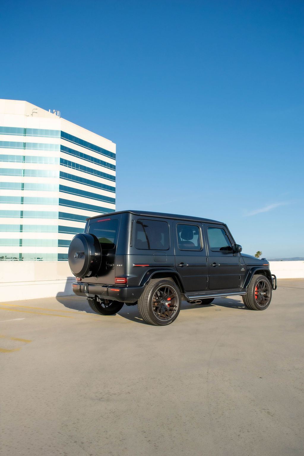 Black Mercedes-Benz G-Wagon AMG G63 4WD luxury SUV with Black and White interior