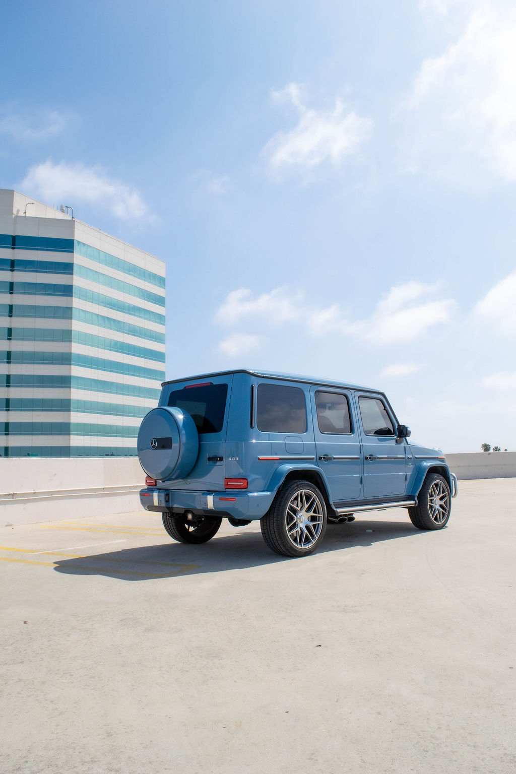 Blue Mercedes-Benz G-Wagon AMG G63 luxury SUV available across Orange County
