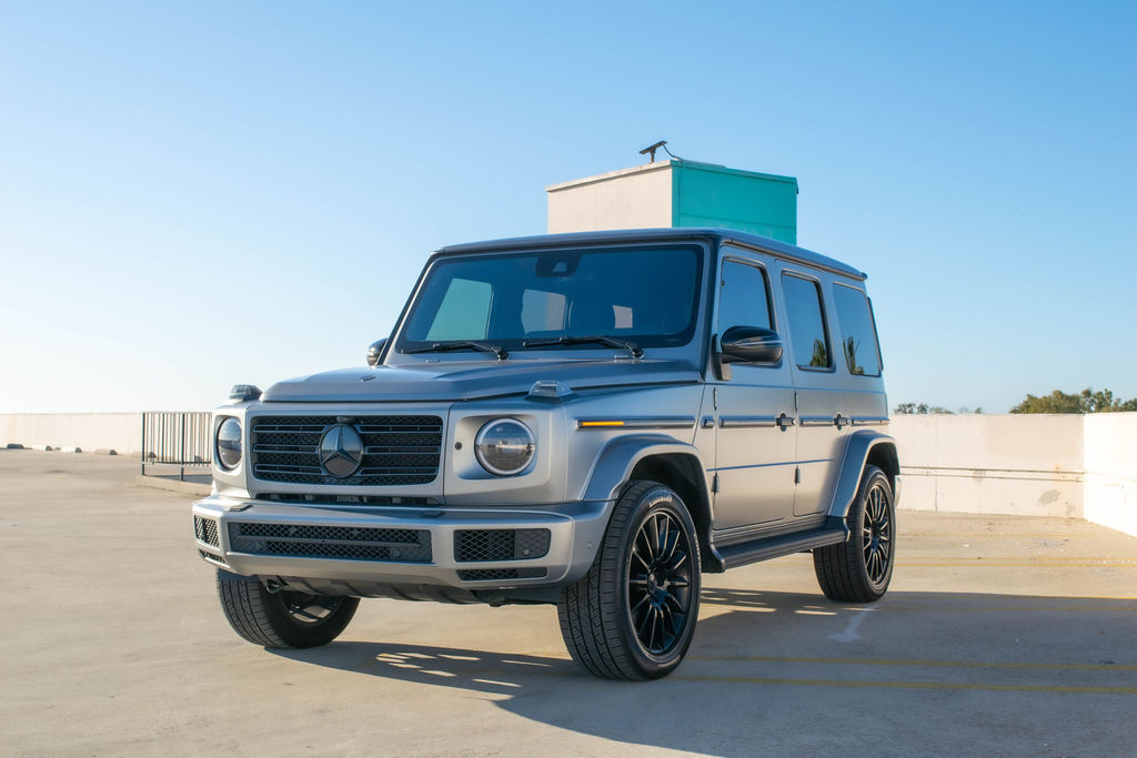 Grey Mercedes-Benz G-Wagon G550 exotic car rental in Orange County
