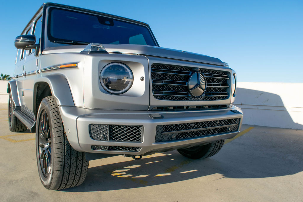 Grey Mercedes-Benz G-Wagon G550 4WD luxury SUV with Black interior