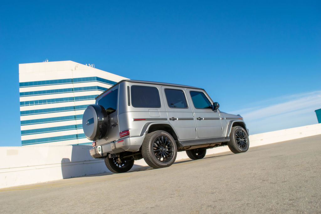 Grey Mercedes-Benz G-Wagon G550 luxury SUV for hire in Orange County