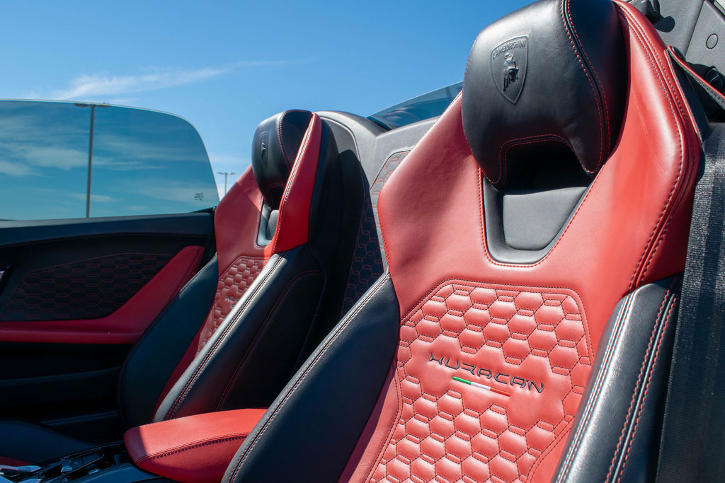 Black Lamborghini Huracan Spyder supercar rental delivered in Orange County