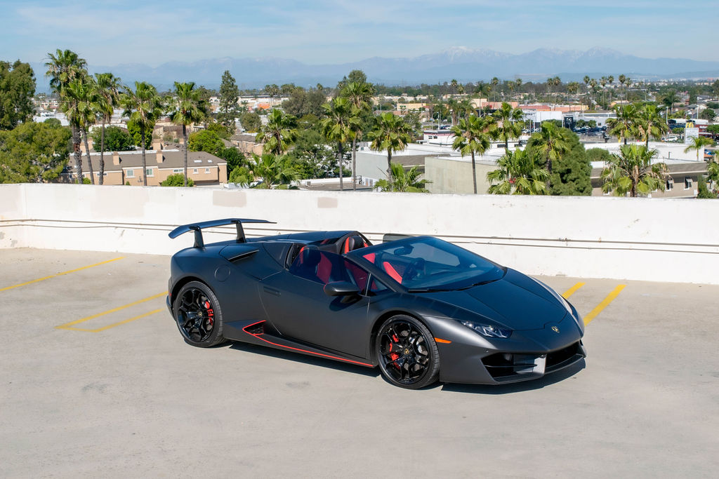 Black Lamborghini Huracan Spyder AWD 2 seat supercar