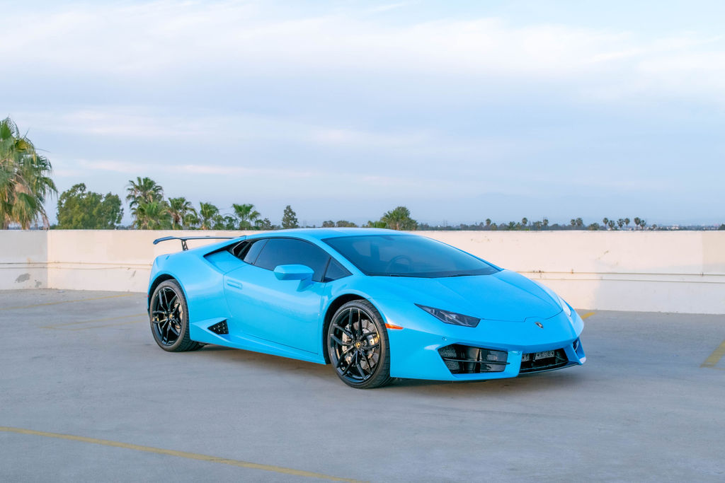 Pink Lamborghini Huracan supercar for rent in Orange County