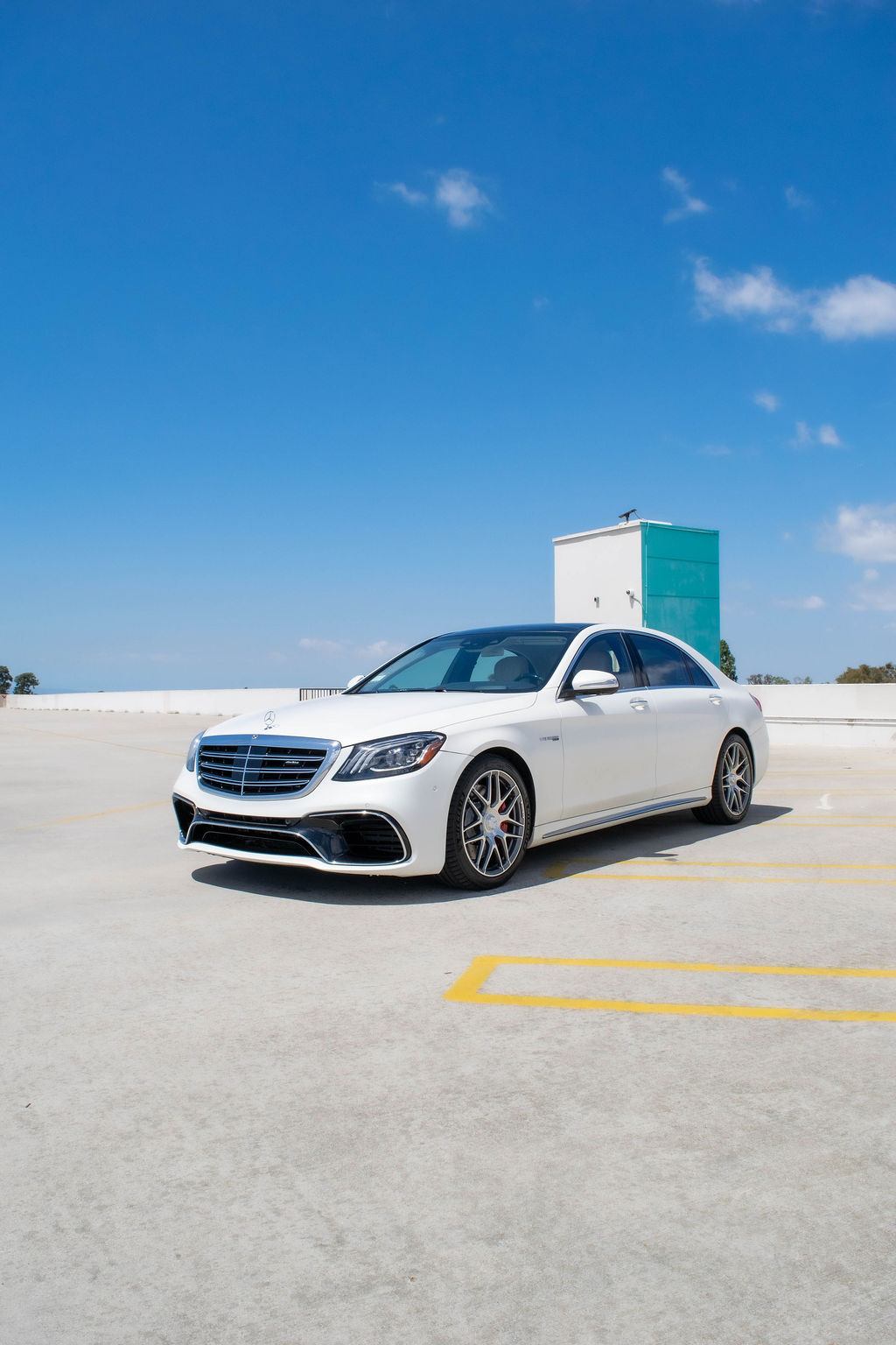 White Mercedes-Benz S-Class AMG S63, Luxury Sedan rental, White interior