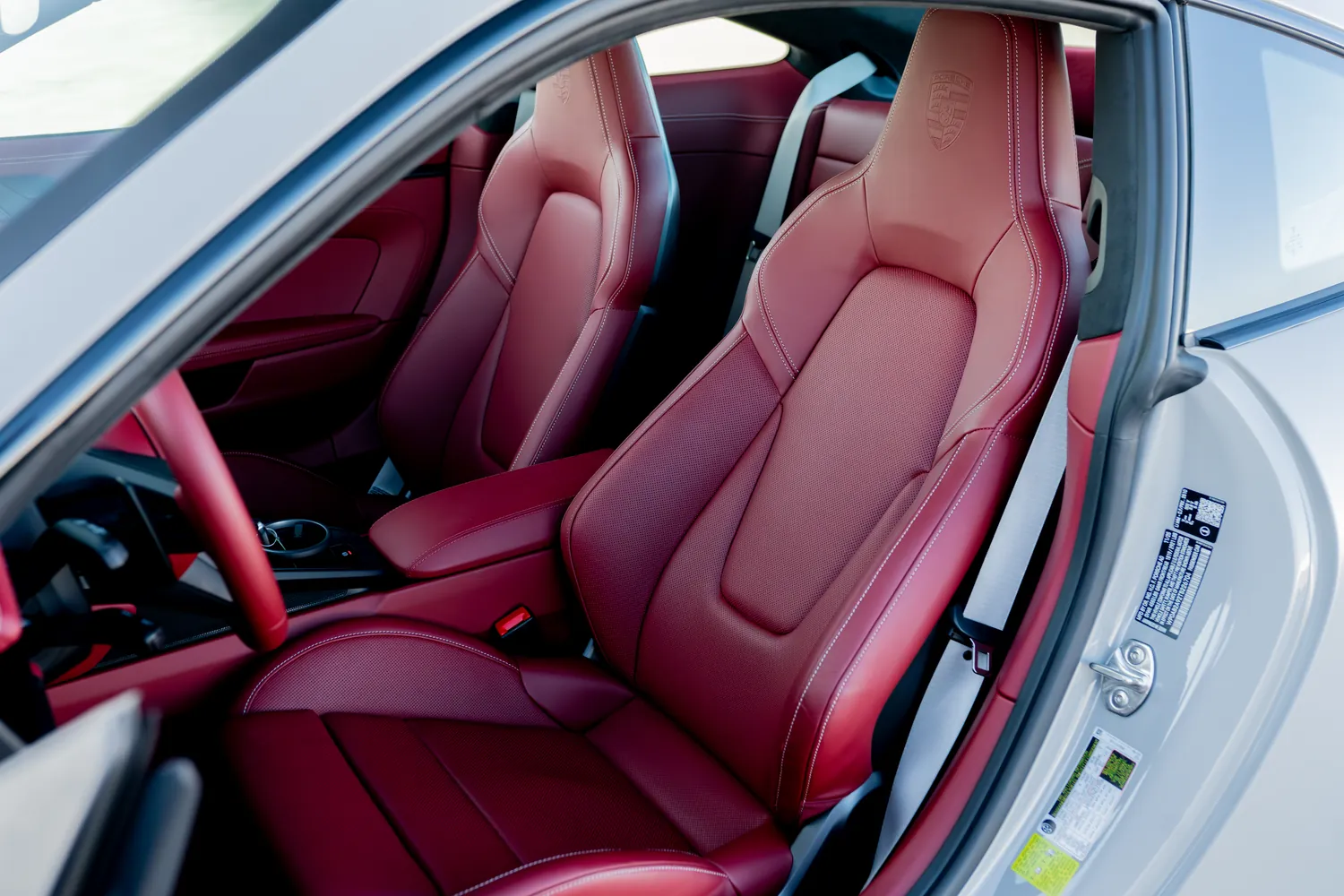 Grey Porsche 911 Carrera 4 GTS, 2 doors, Red interior