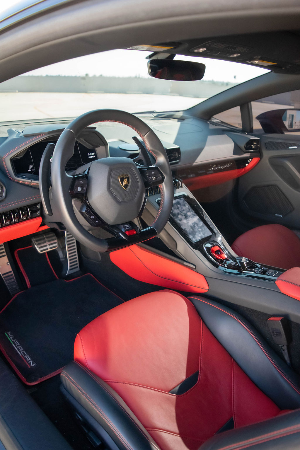 Black Lamborghini Huracan Evo exotic car rental in Orange County