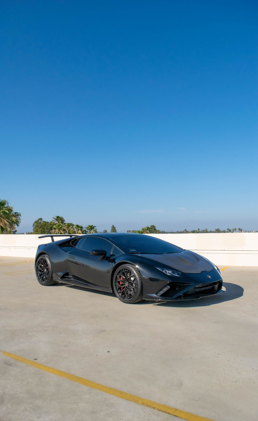 Black Lamborghini Huracan Evo supercar available across Orange County