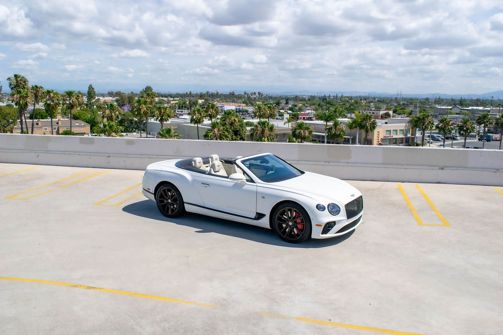 White Bentley Continental GTC First Edition convertible luxury sedan for rent in Orange County