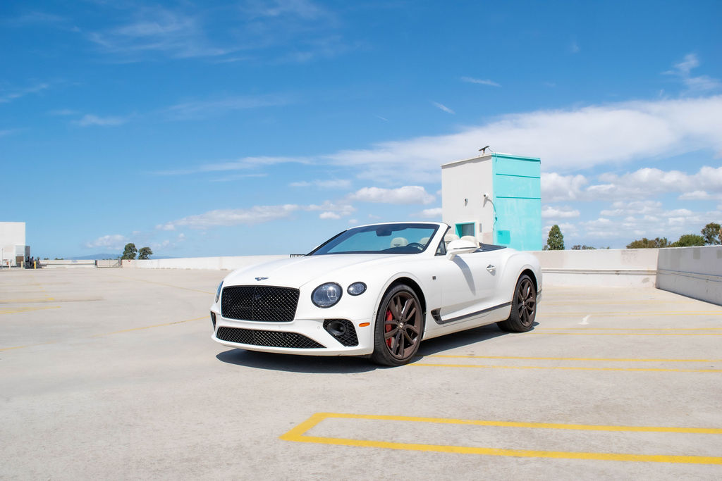 White Bentley Continental GTC First Edition luxury sedan available to rent across Orange County, CA