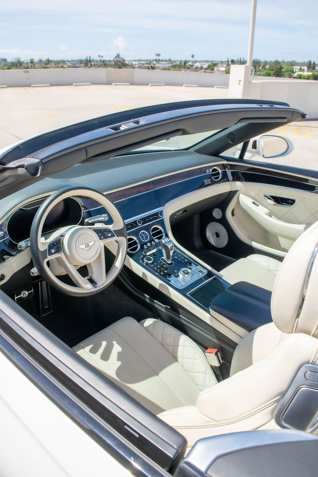 White Bentley Continental GTC First Edition luxury sedan with 4 seat cabin, Orange County rental