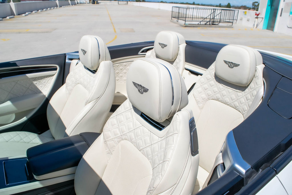 White Bentley Continental GTC First Edition luxury sedan for rent, 4 seats, Orange County