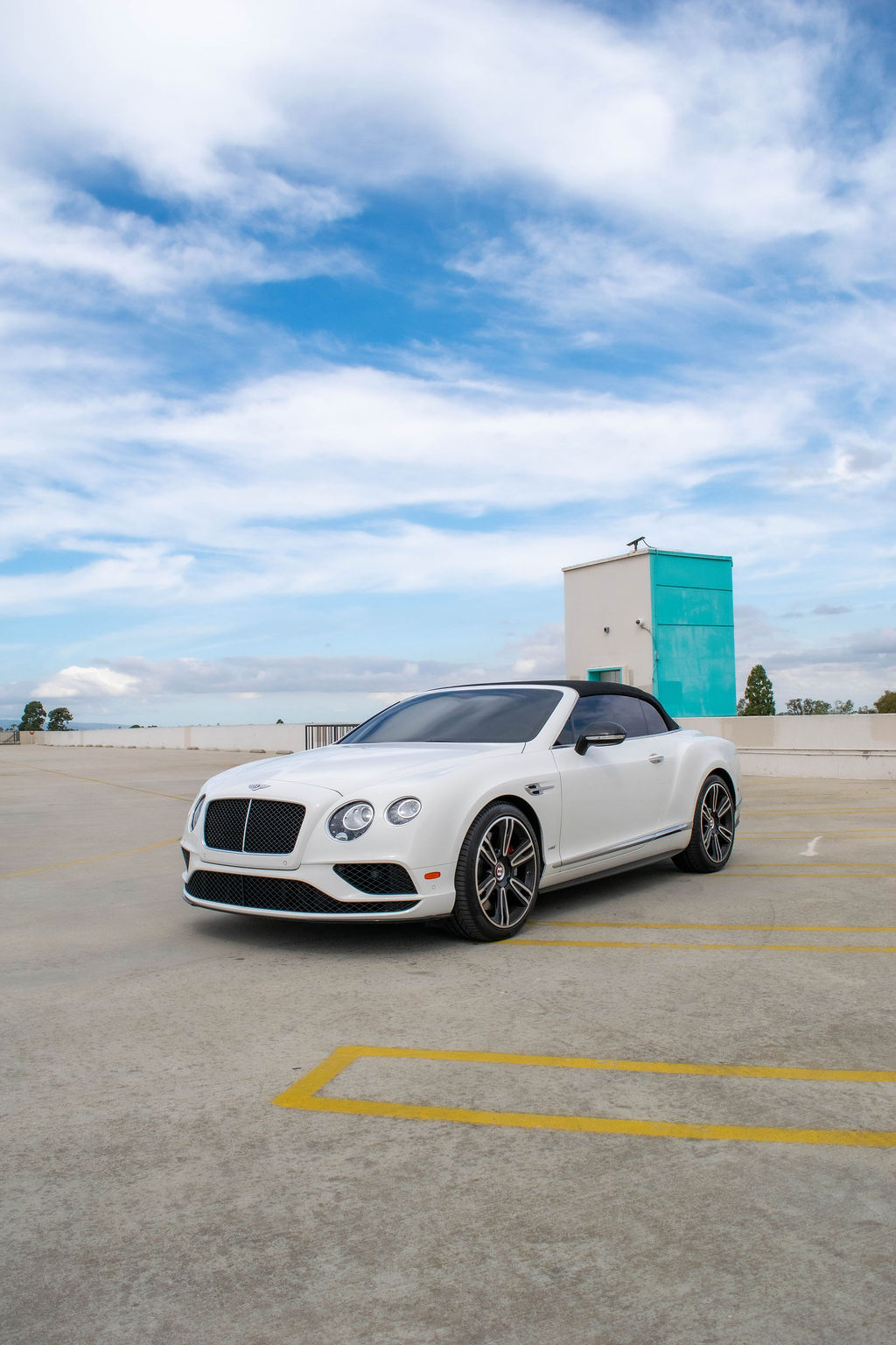 White Bentley Continental GTC with White interior for hire across Orange County, CA