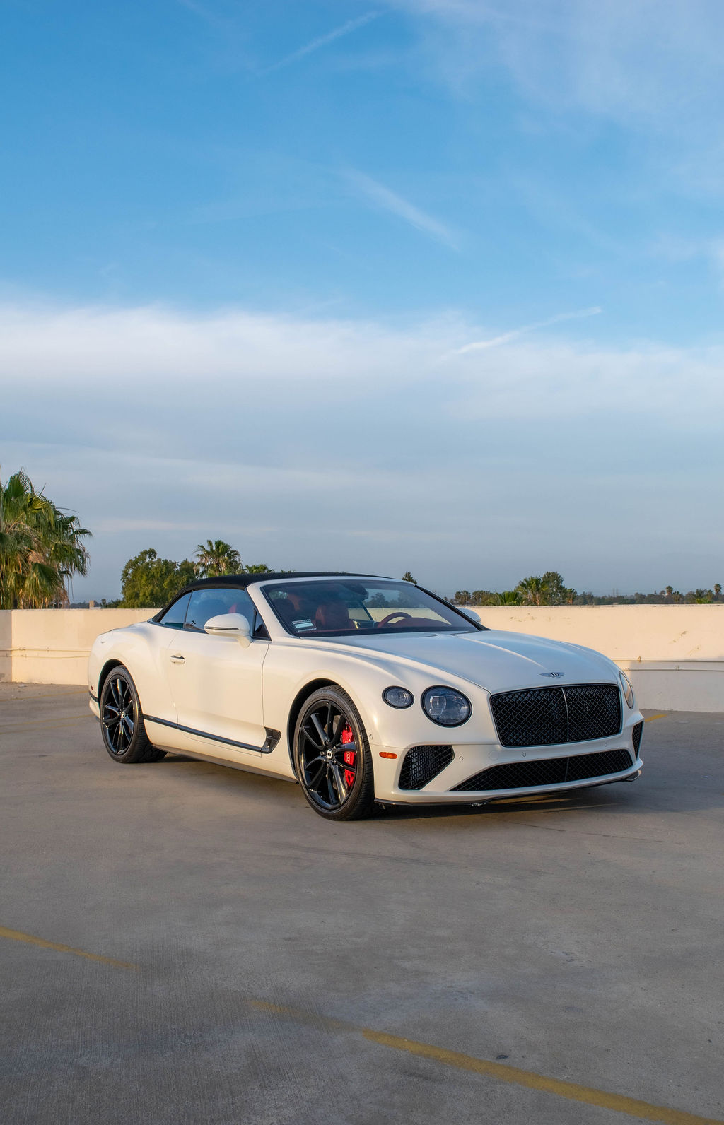 Bentley Continental GTC in White over Red, luxury sedan rental in Orange County