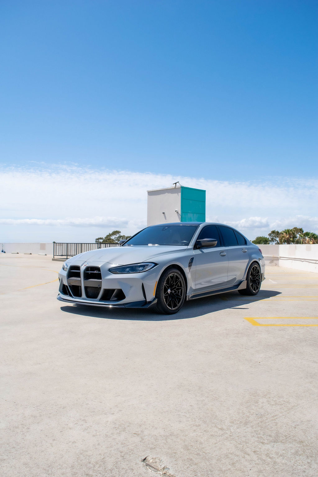 Grey BMW M3 Competition, White interior, exotic car rental in Orange County