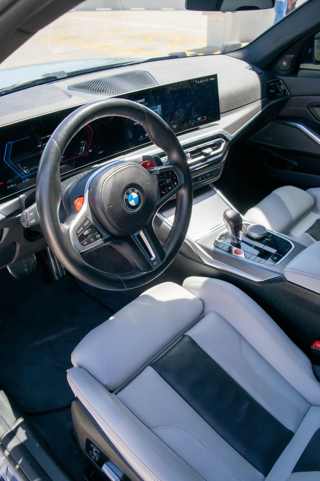 BMW M3 Competition in Grey with White interior, Orange County rental