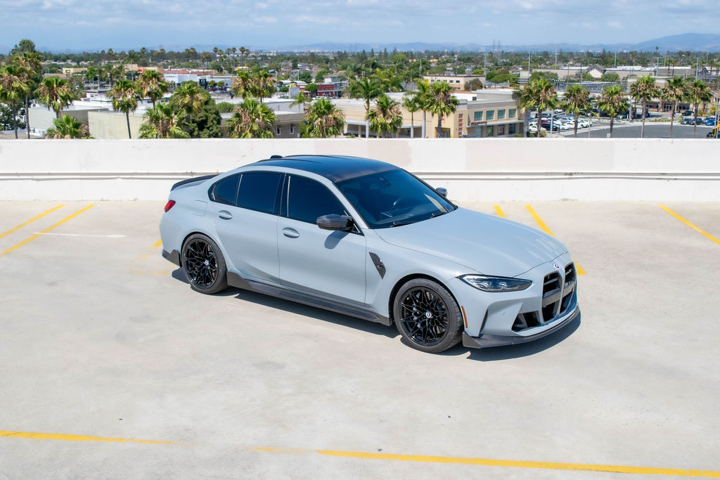 Grey BMW M3 Competition, a 4 door sports car for hire in Orange County