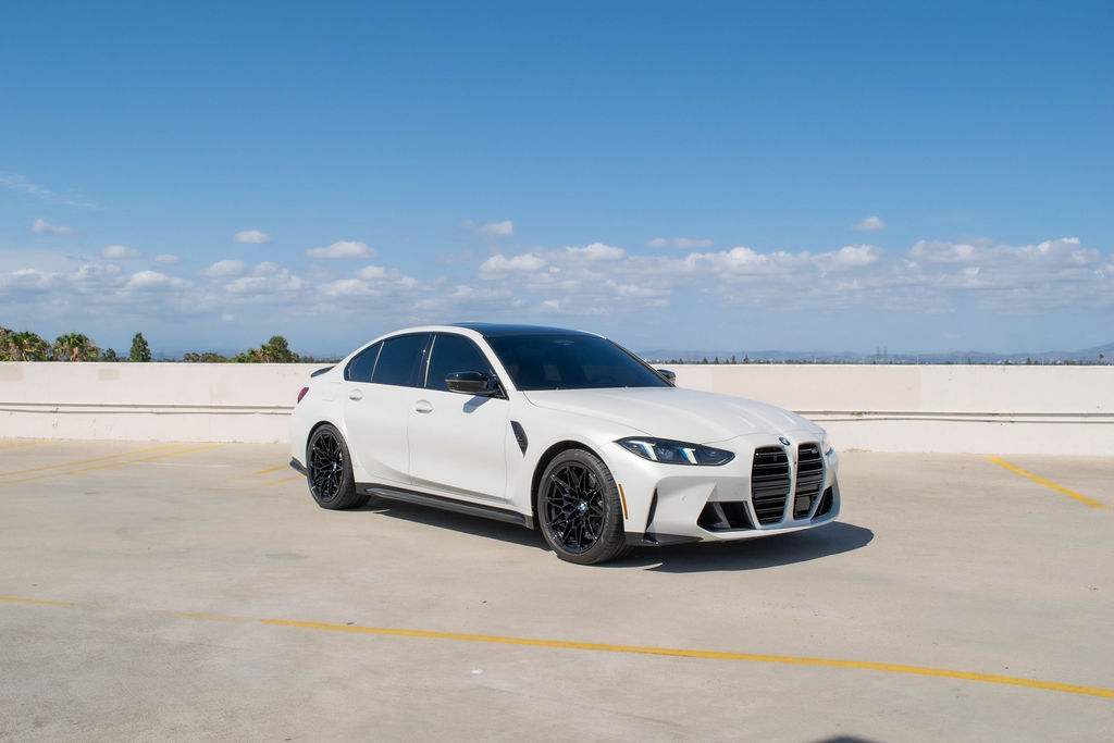 White BMW M3 Competition for rent in Orange County