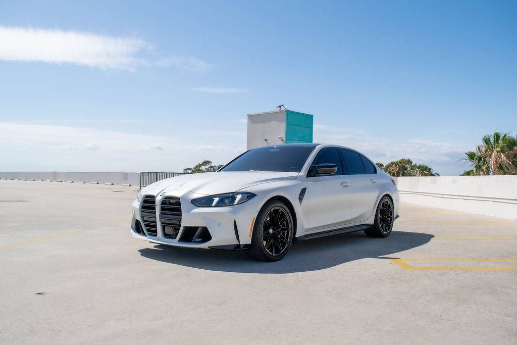 BMW M3 Competition in White with Red interior, Orange County rental