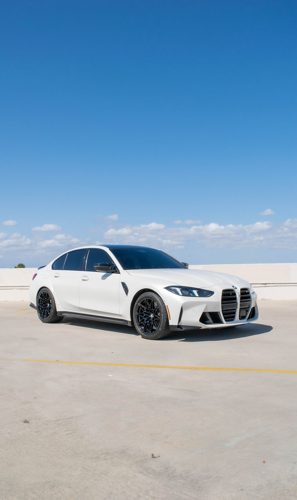 BMW M3 Competition in White over Red, sports car rental in Orange County