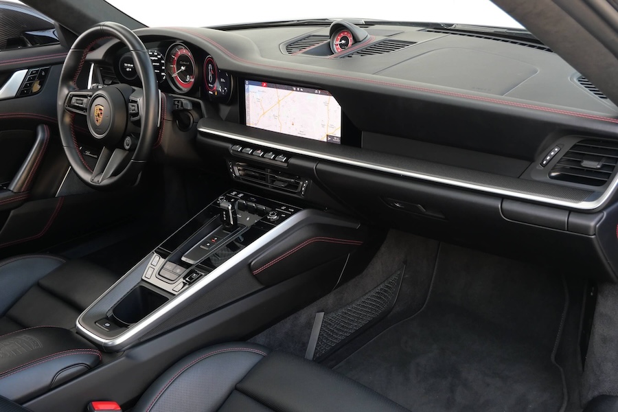 Black Porsche 911 Turbo S dashboard, Southern California exotic rental