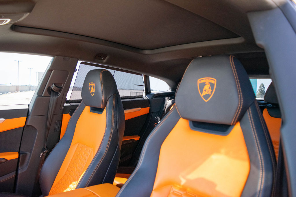 Black Lamborghini Urus 5 seat luxury SUV available in Orange County