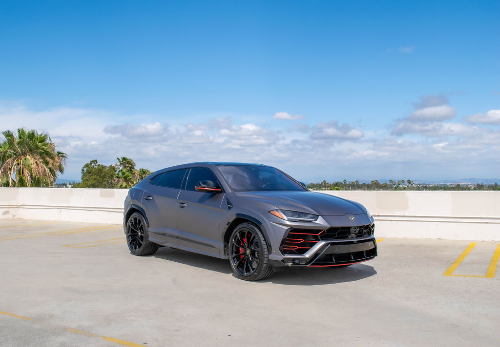 Grey Lamborghini Urus luxury SUV for rent in Orange County